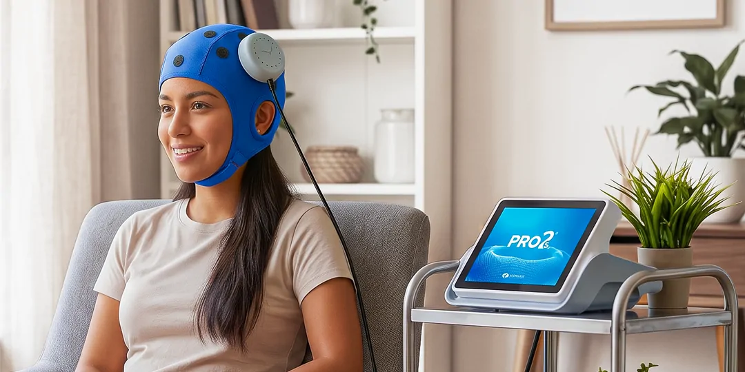 Paciente durante una sesión de estimulación magnética con el sistema Actipulse PRO 2
